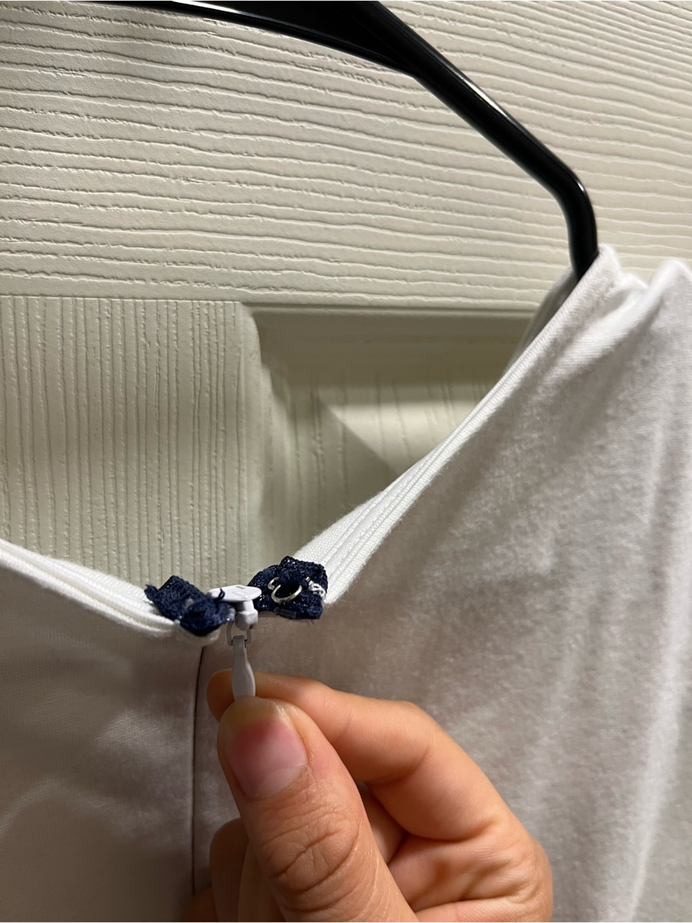 White/ Navy Dress with Back Zipper